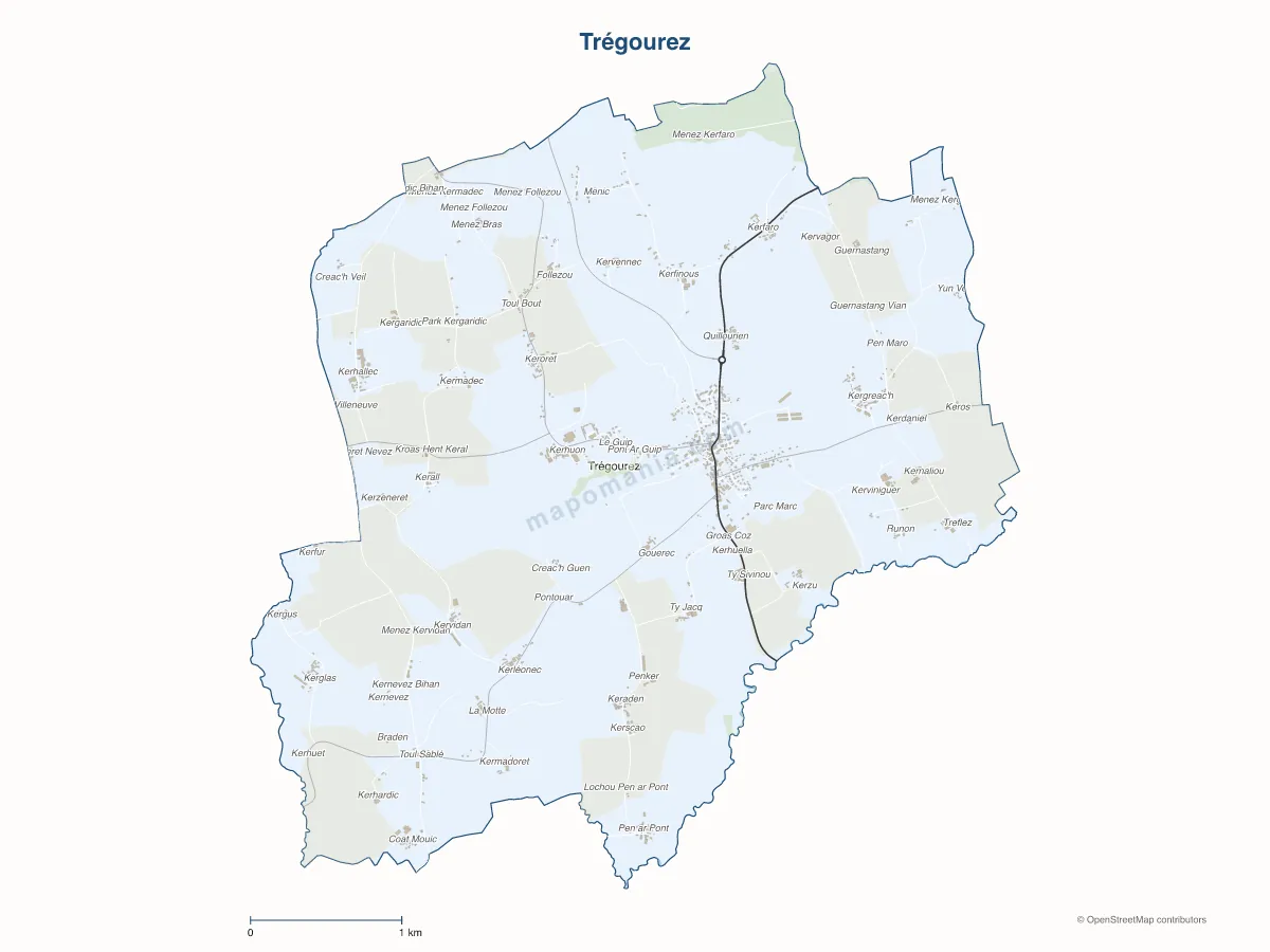 Carte de Trégourez à personnaliser