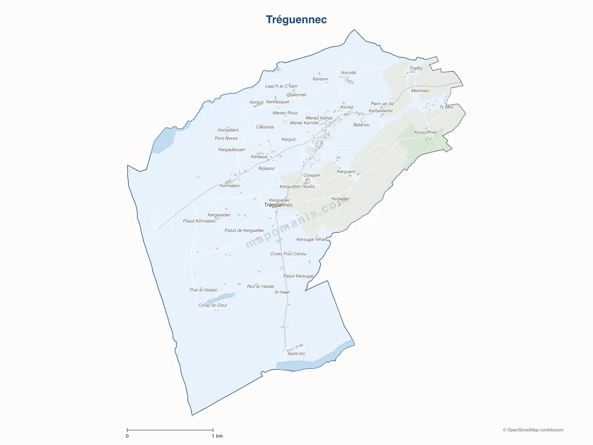 Carte de Tréguennec à personnaliser