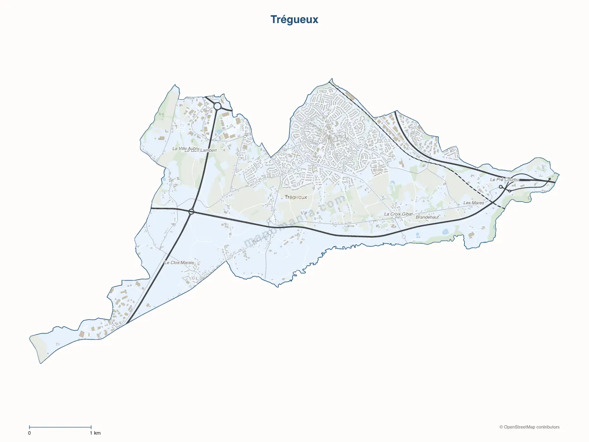 Carte de Trégueux à personnaliser