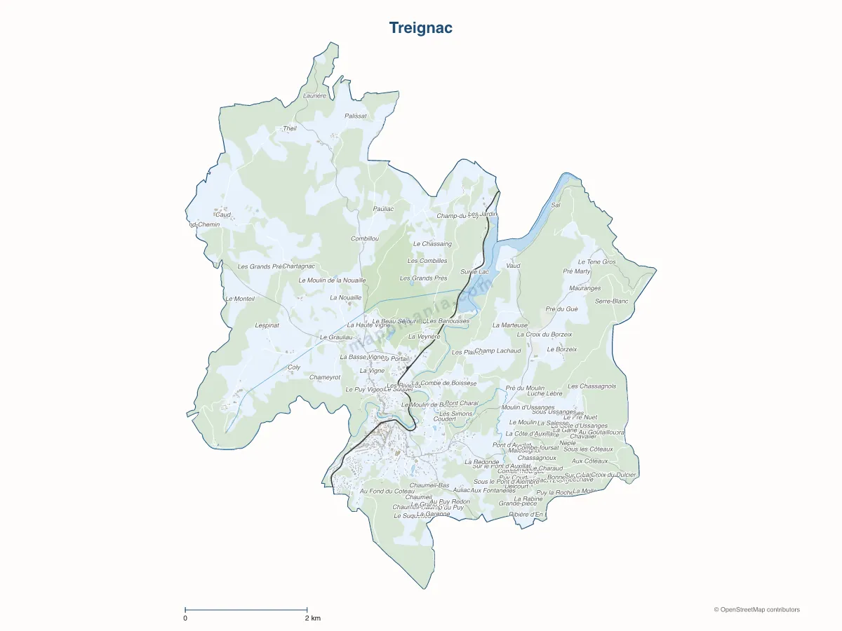 Carte de Treignac à personnaliser