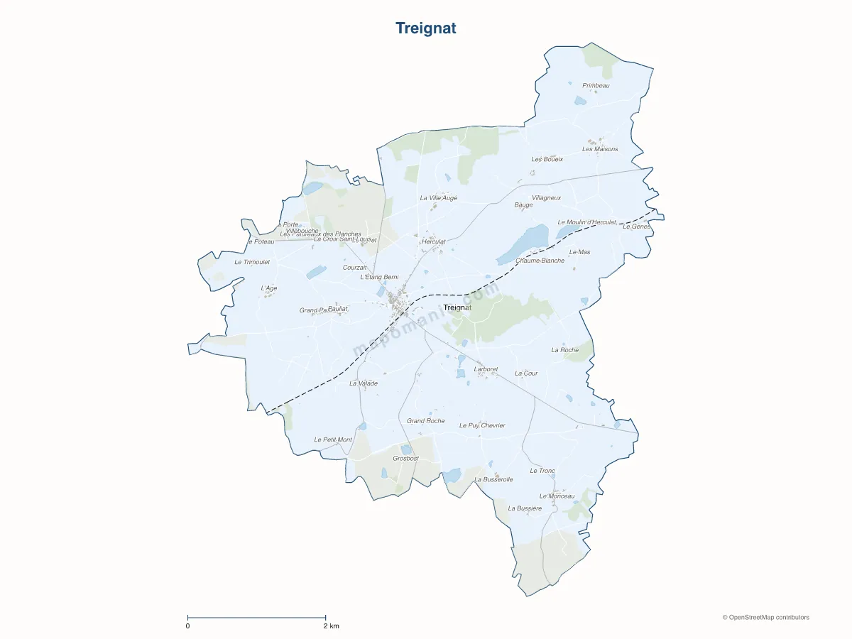 Carte de Treignat à personnaliser