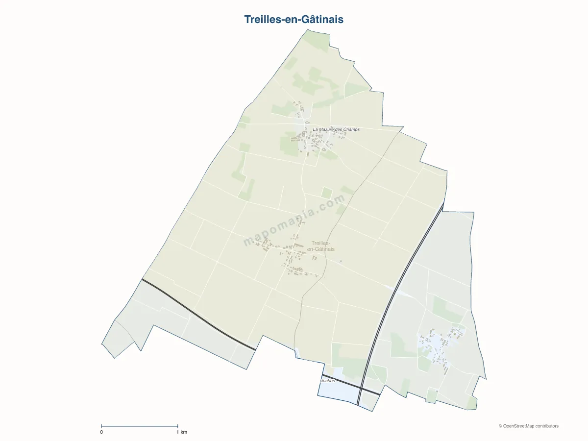Carte de Treilles-en-Gâtinais à personnaliser
