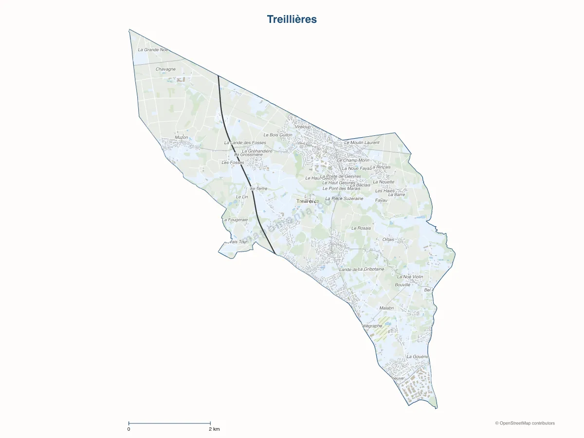 Carte de Treillières à personnaliser