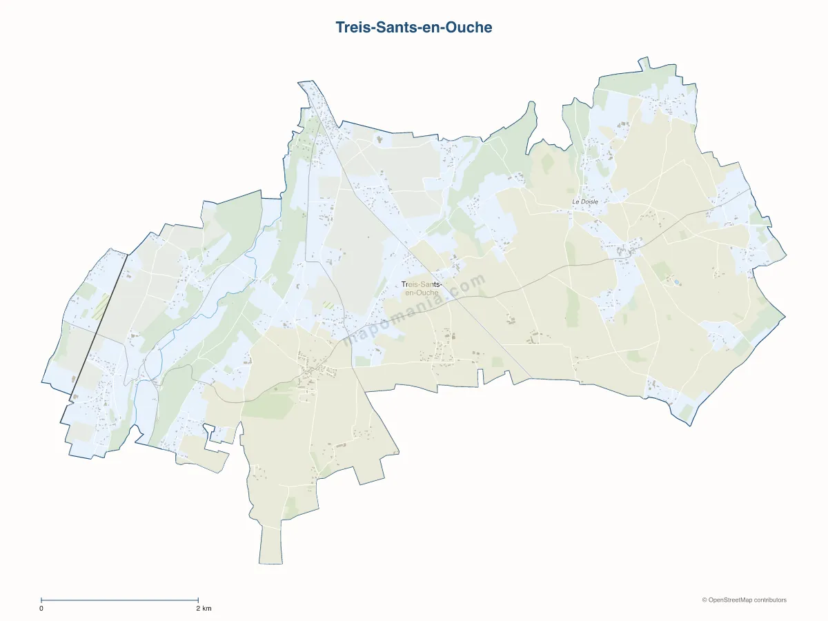 Carte de Treis-Sants-en-Ouche à personnaliser
