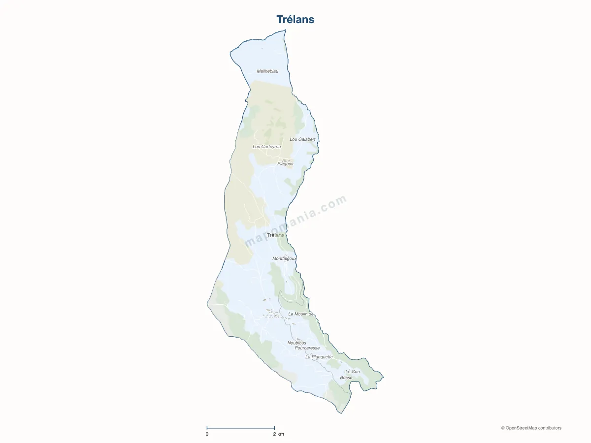 Carte de Trélans à personnaliser