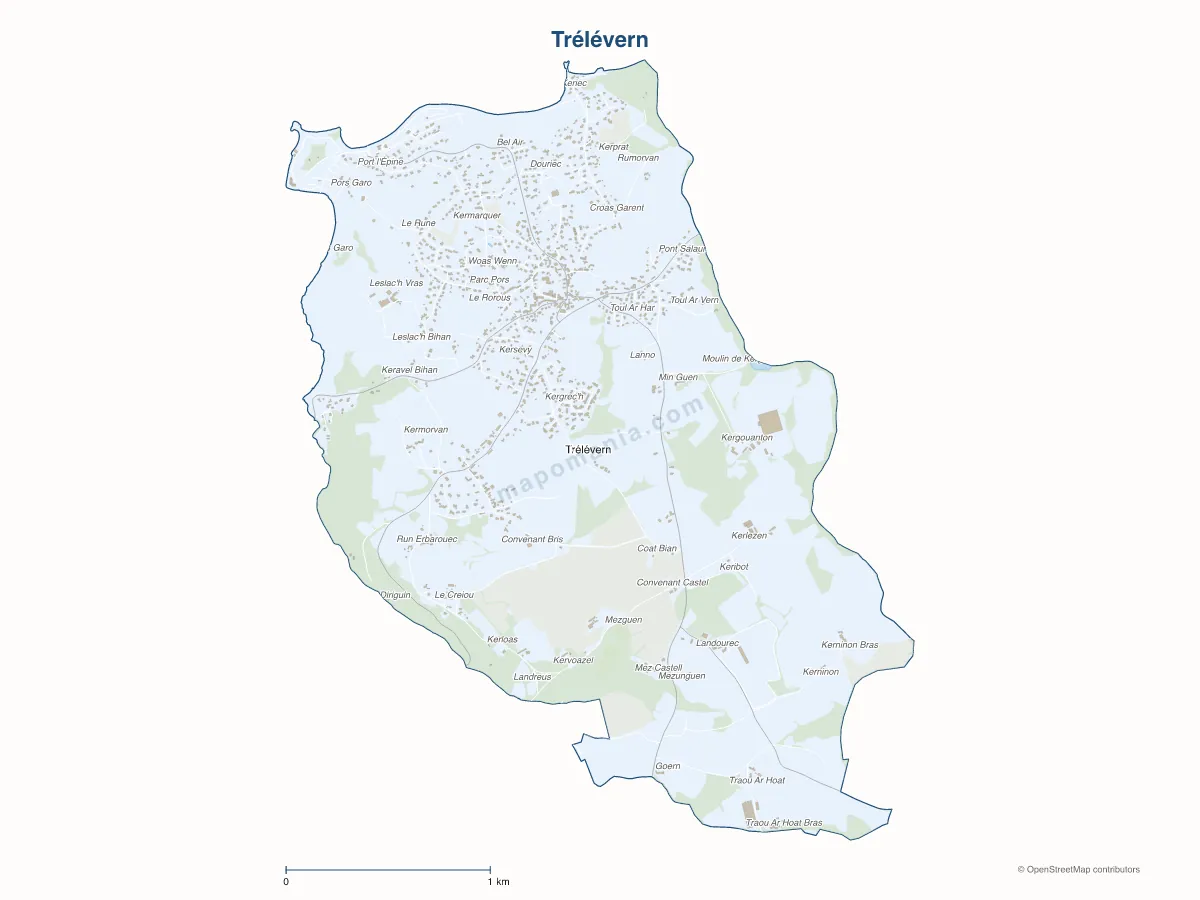 Carte de Trélévern à personnaliser