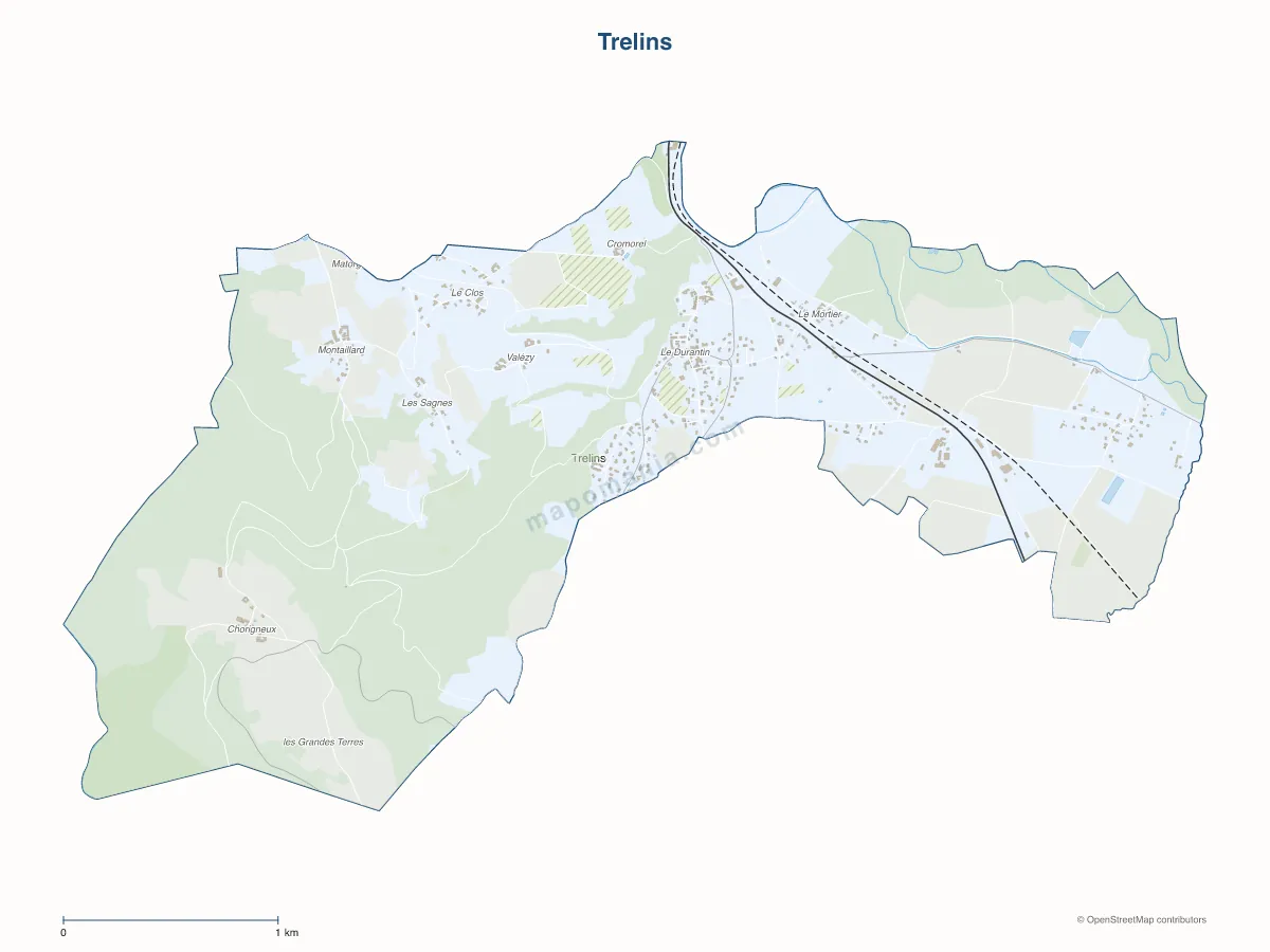 Carte de Trelins à personnaliser