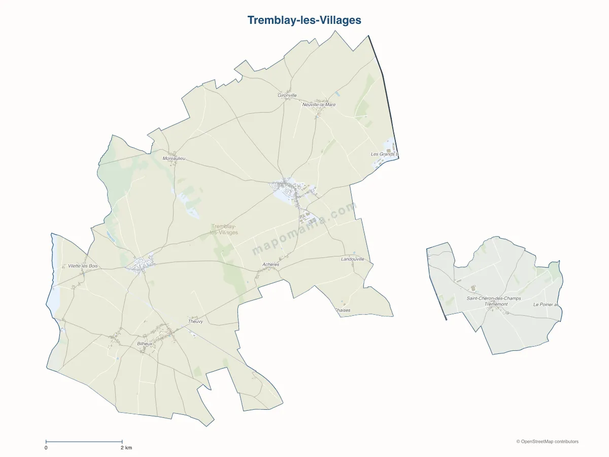 Carte de Tremblay-les-Villages à personnaliser