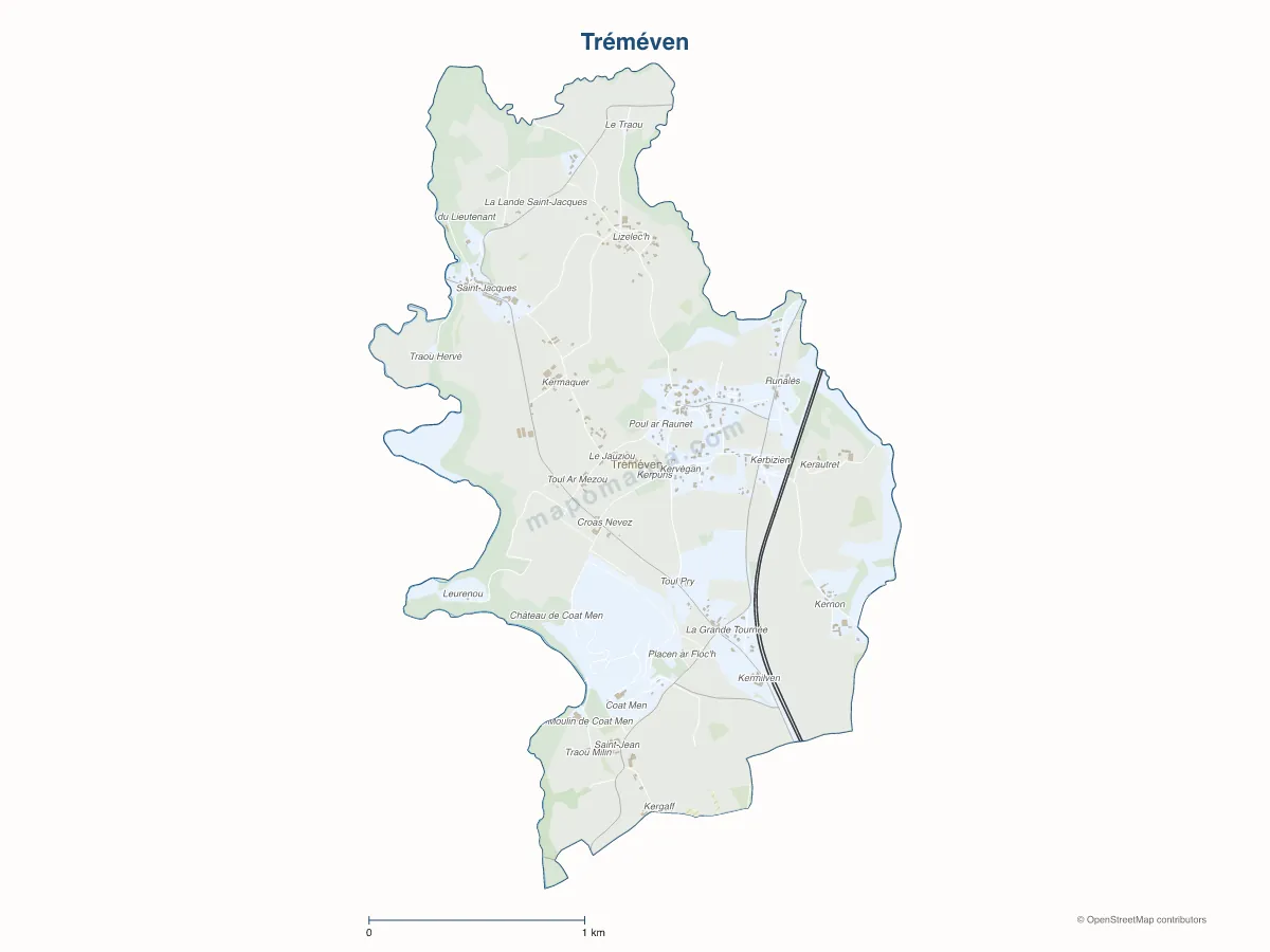 Carte de Tréméven à personnaliser