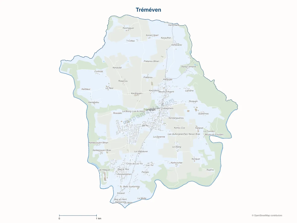 Carte de Tréméven à personnaliser