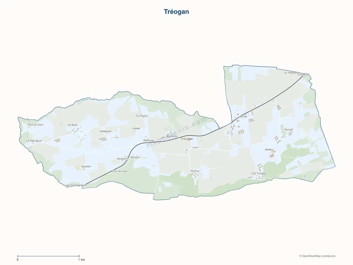 Carte de Tréogan à personnaliser