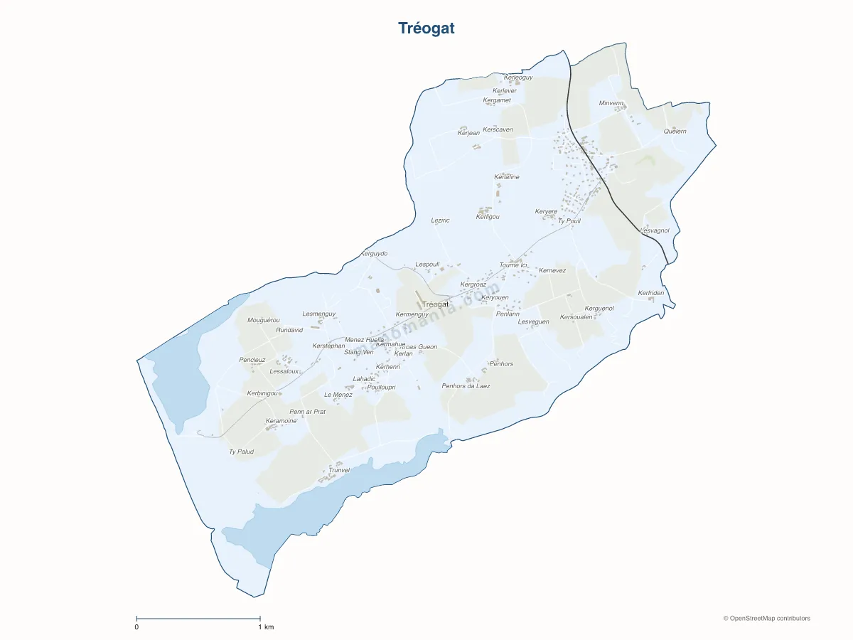 Carte de Tréogat à personnaliser