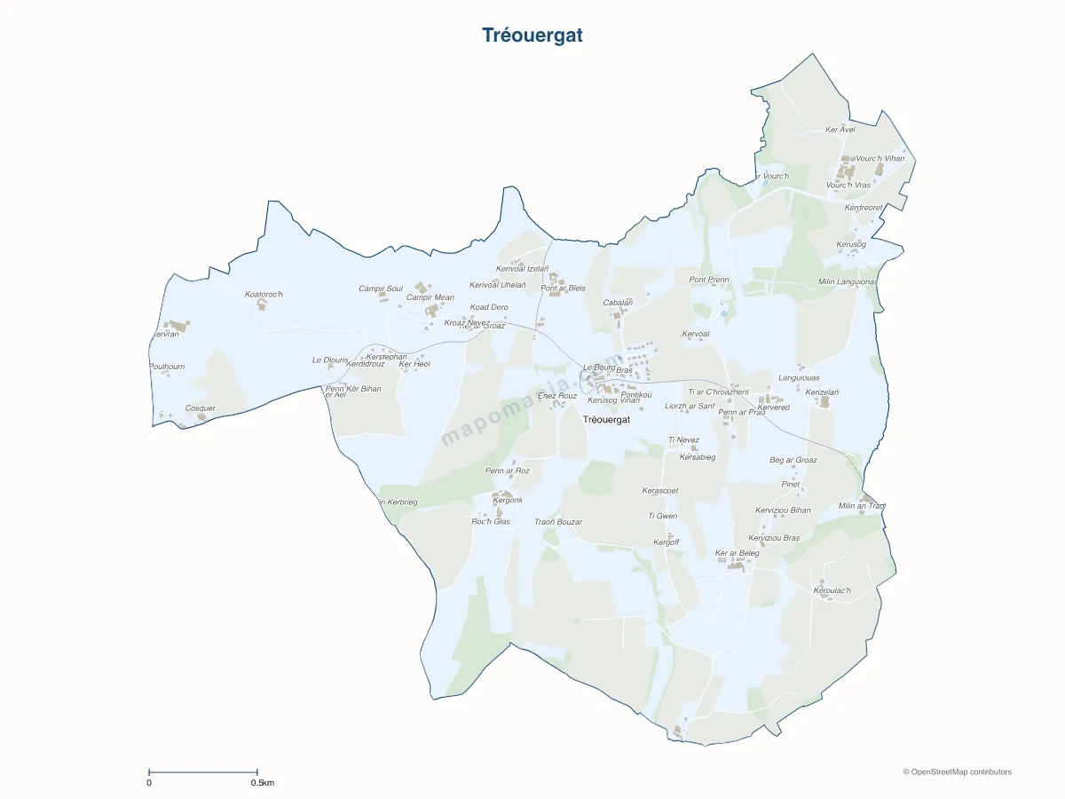 Carte de Tréouergat à personnaliser