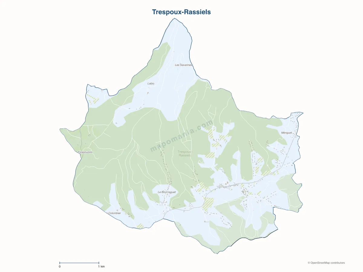 Carte de Trespoux-Rassiels à personnaliser