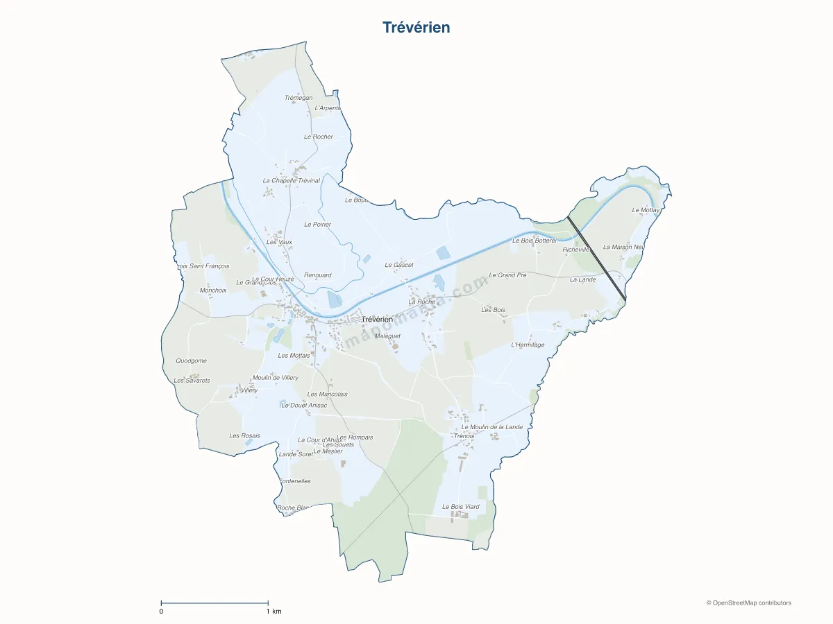 Carte de Trévérien à personnaliser