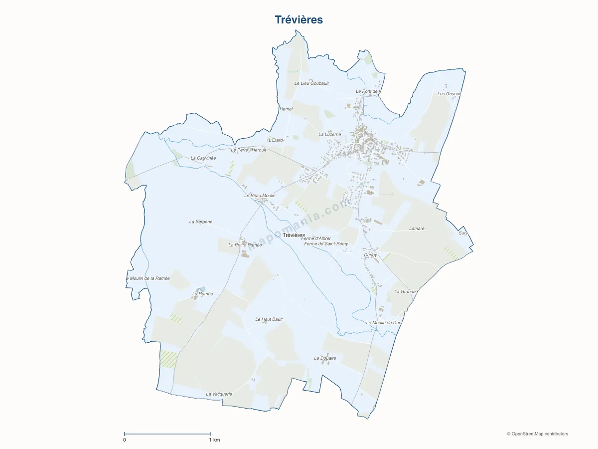 Carte de Trévières à personnaliser