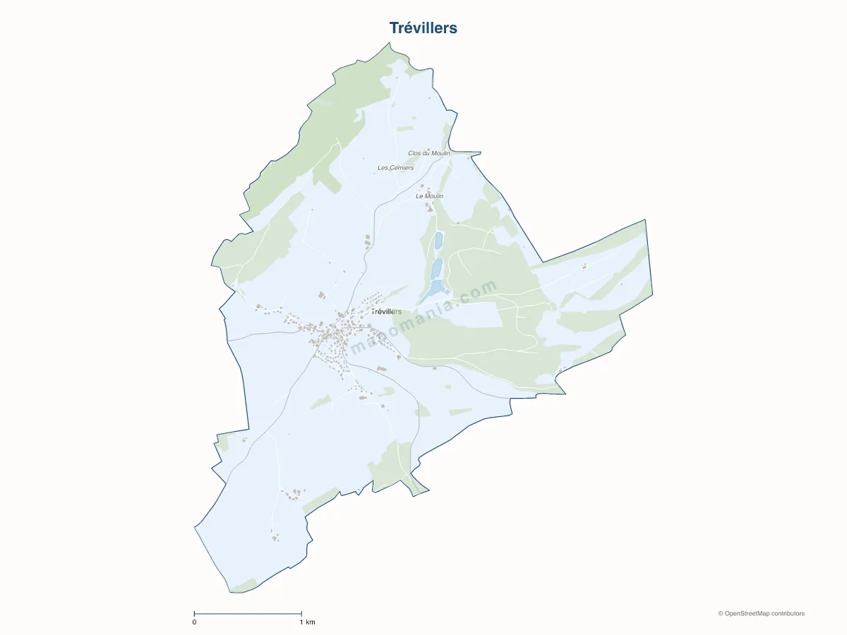 Carte de Trévillers à personnaliser