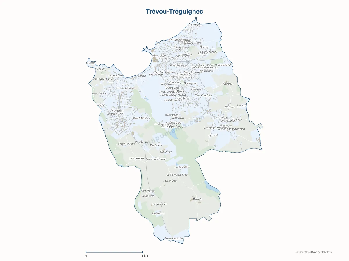 Carte de Trévou-Tréguignec à personnaliser