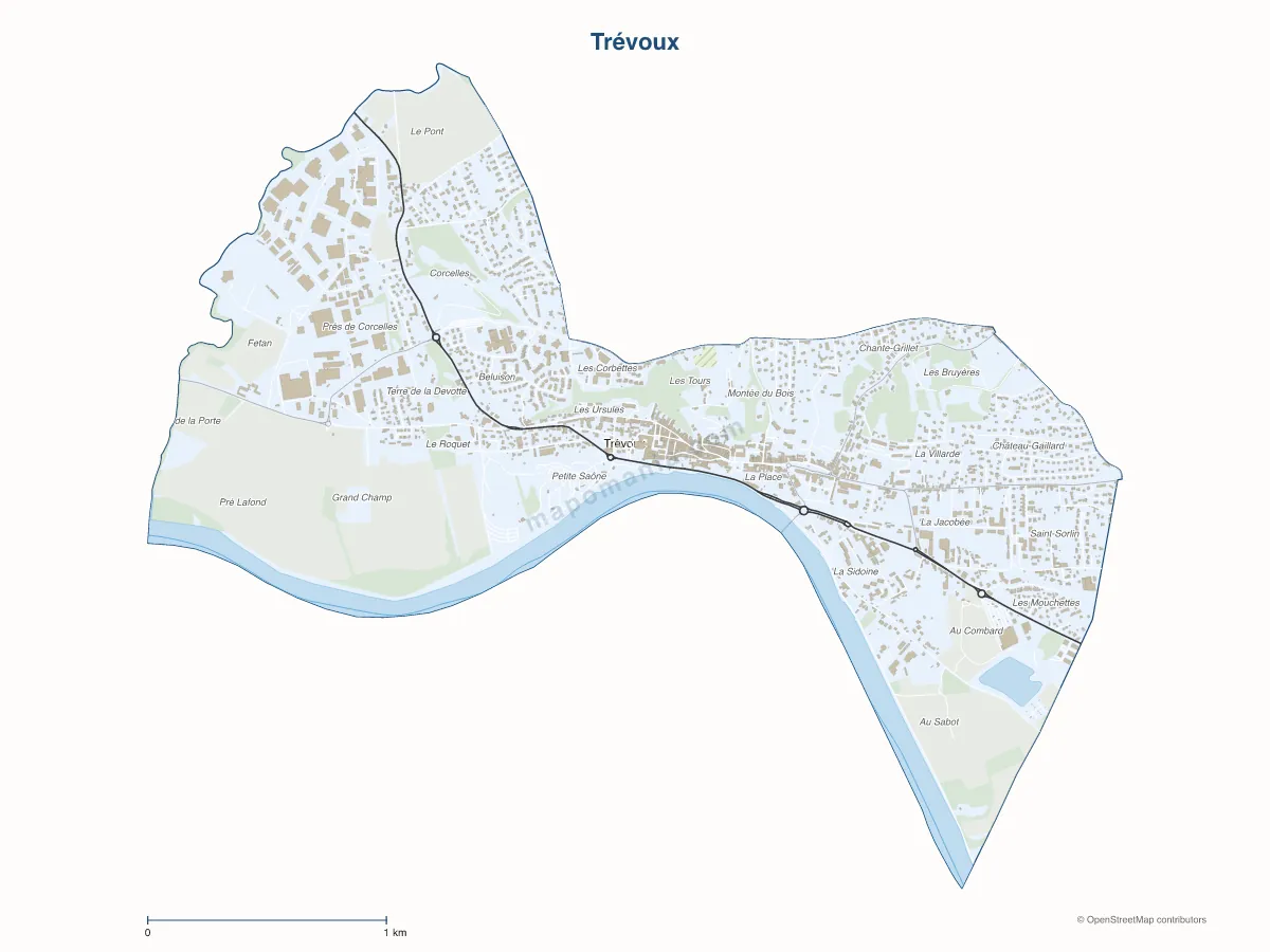 Carte de Trévoux à personnaliser