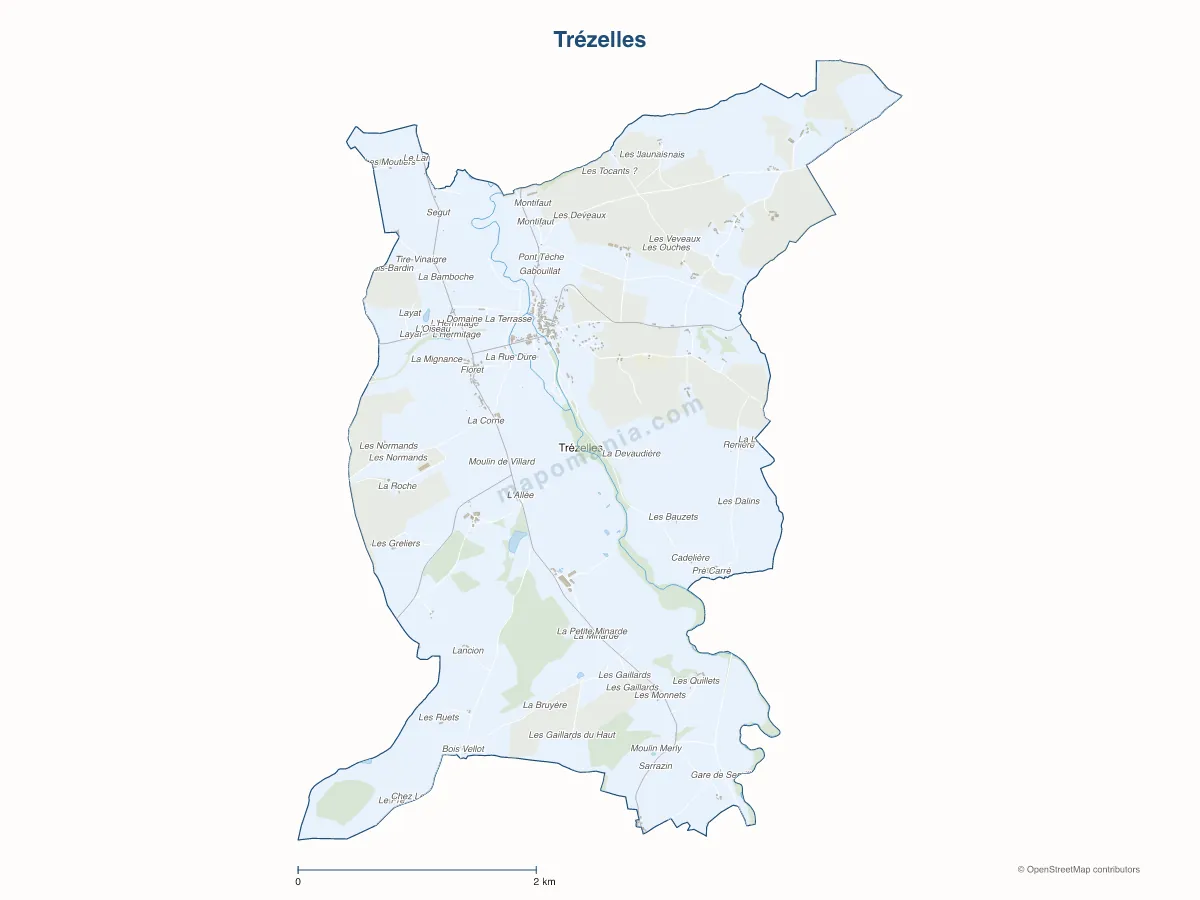 Carte de Trézelles à personnaliser