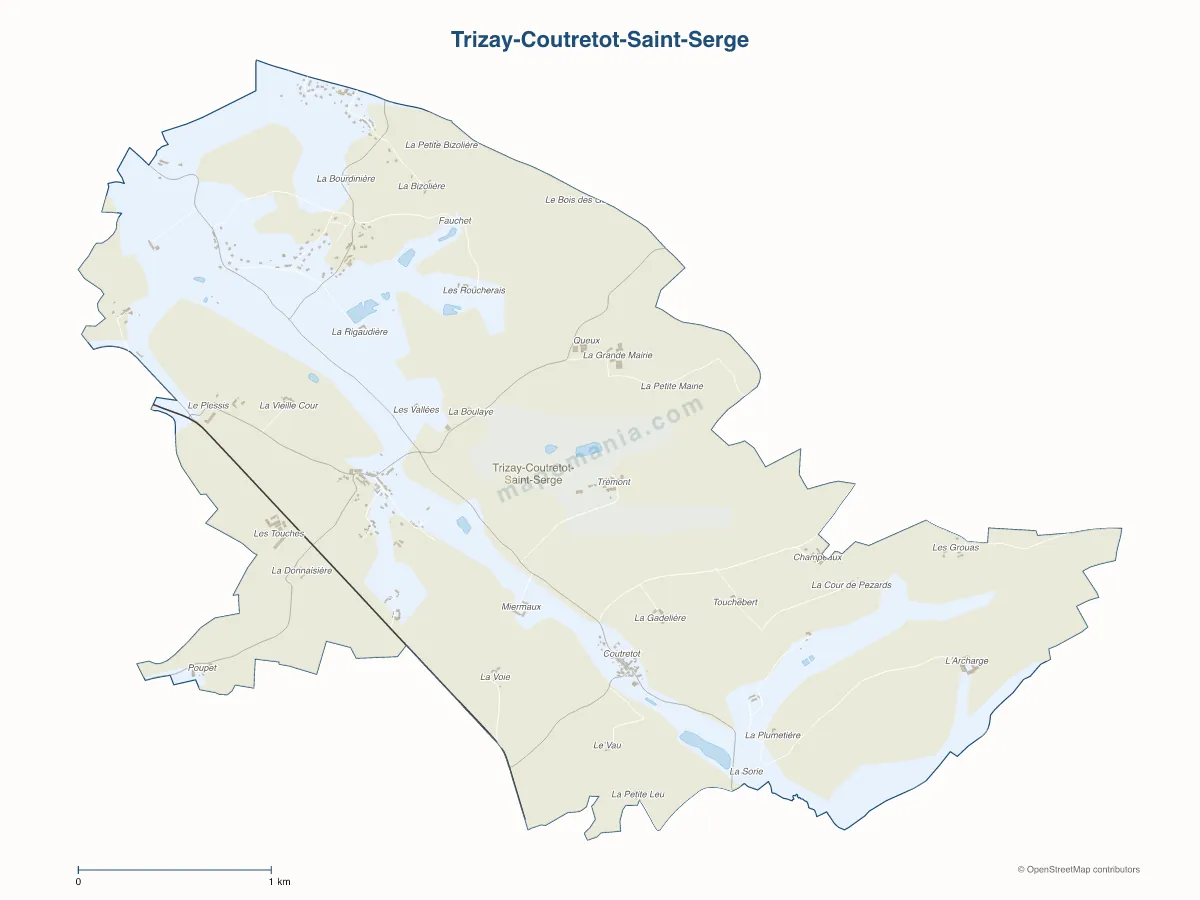 Carte de Trizay-Coutretot-Saint-Serge à personnaliser