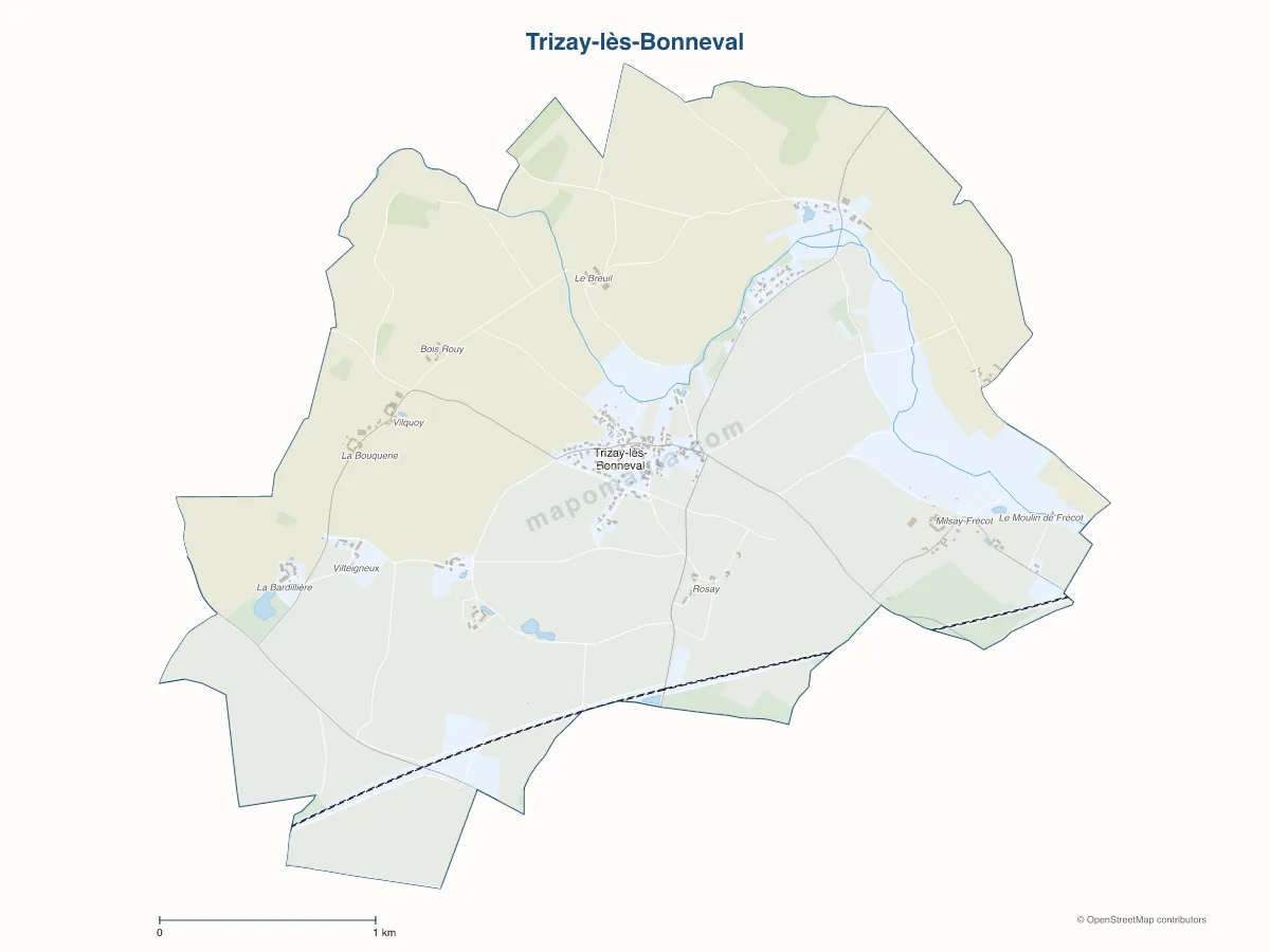 Carte de Trizay-lès-Bonneval à personnaliser