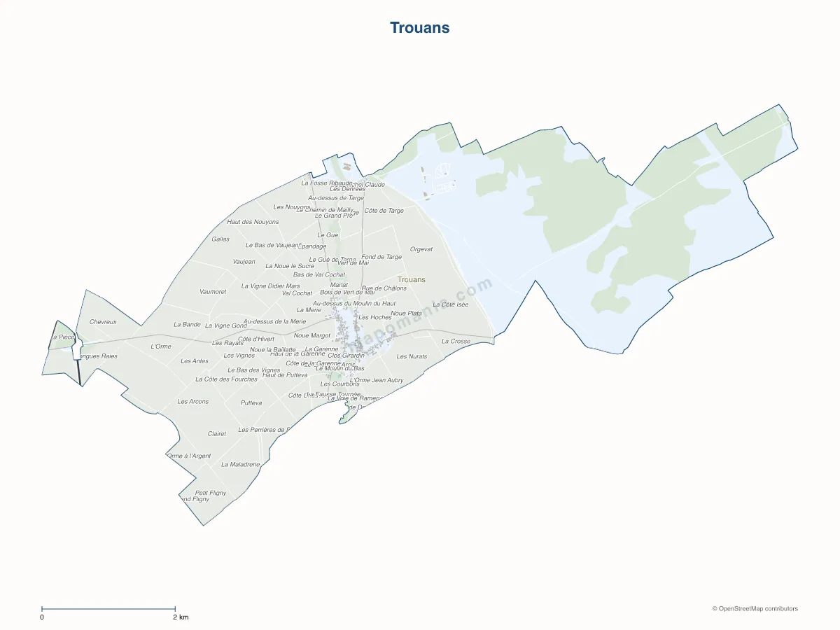 Carte de Trouans à personnaliser