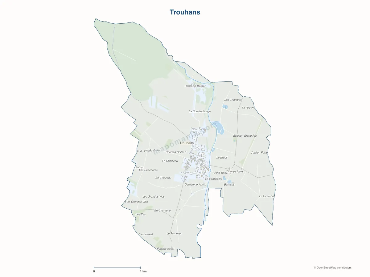 Carte de Trouhans à personnaliser