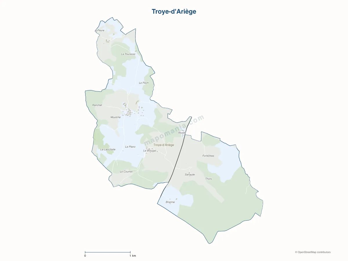 Carte de Troye-d'Ariège à personnaliser