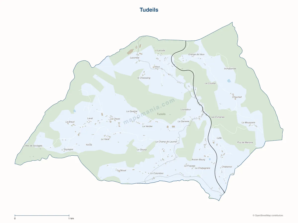 Carte de Tudeils à personnaliser