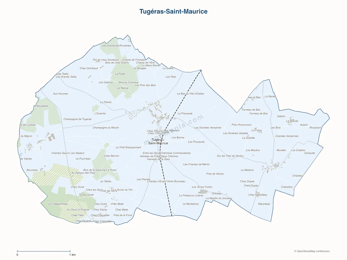 Carte de Tugéras-Saint-Maurice à personnaliser