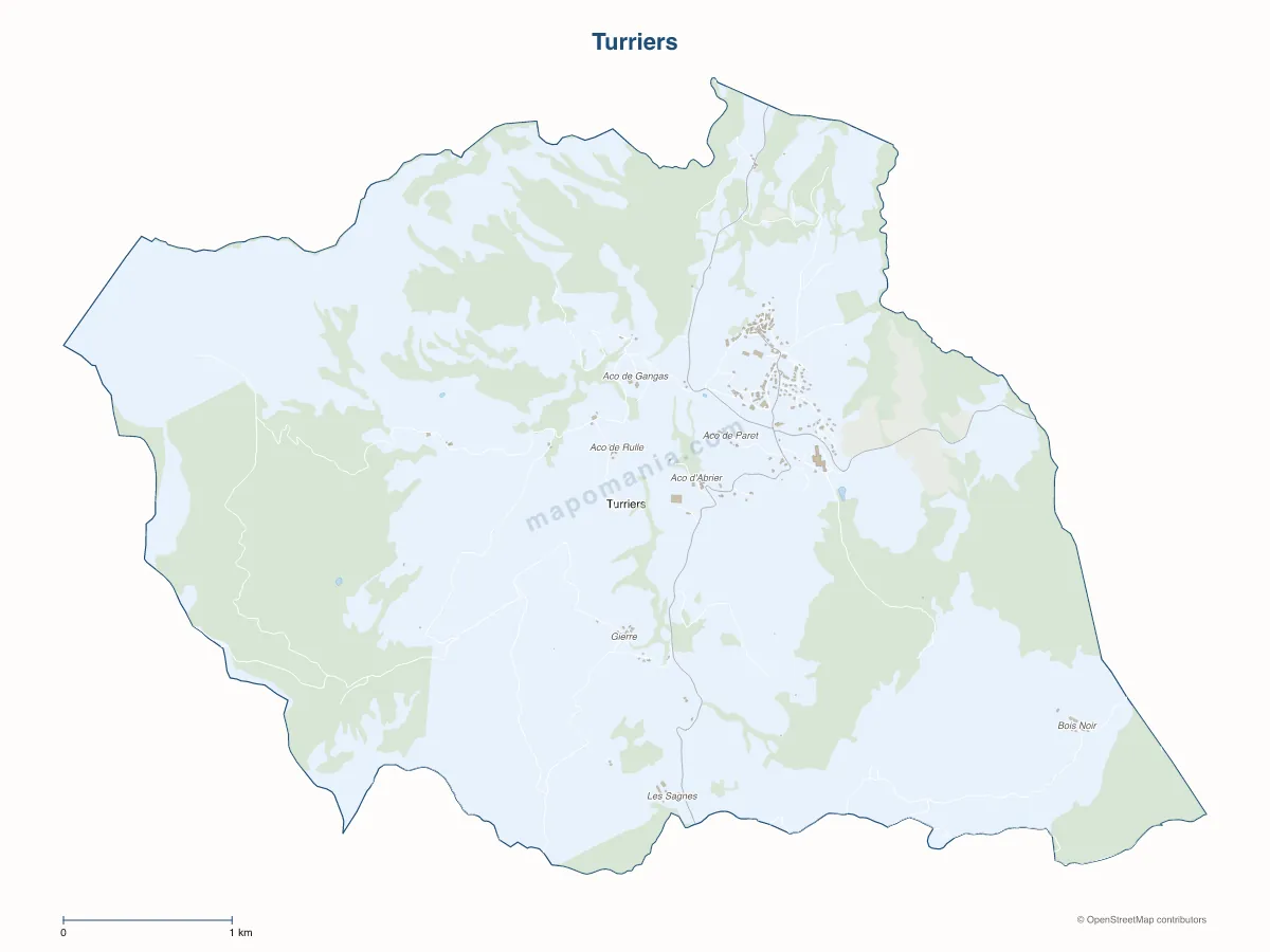 Carte de Turriers à personnaliser