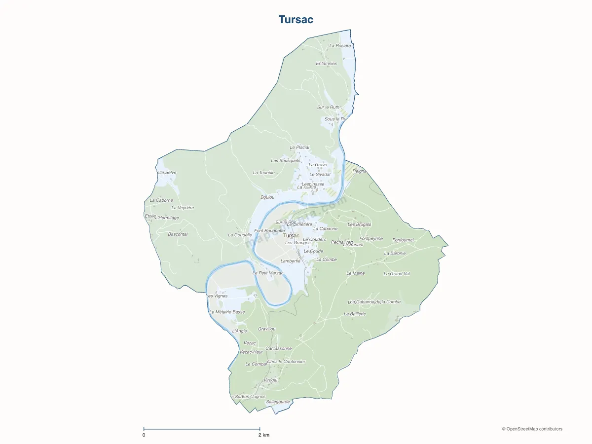 Carte de Tursac à personnaliser
