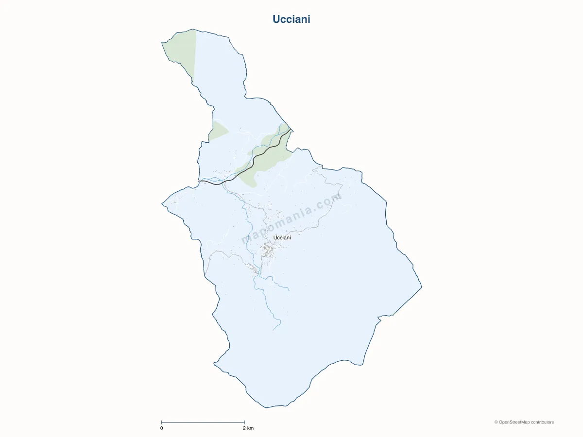 Carte de Ucciani à personnaliser