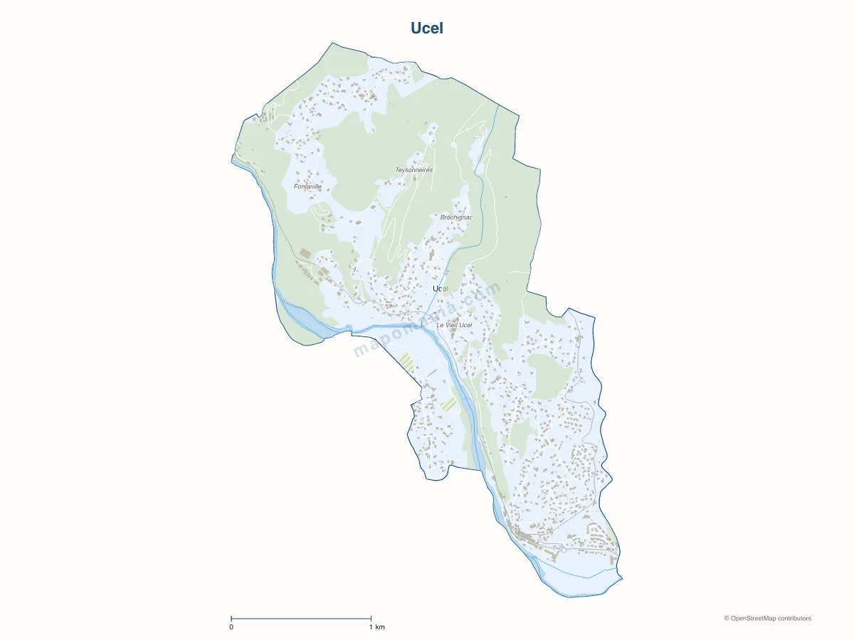 Carte de Ucel à personnaliser