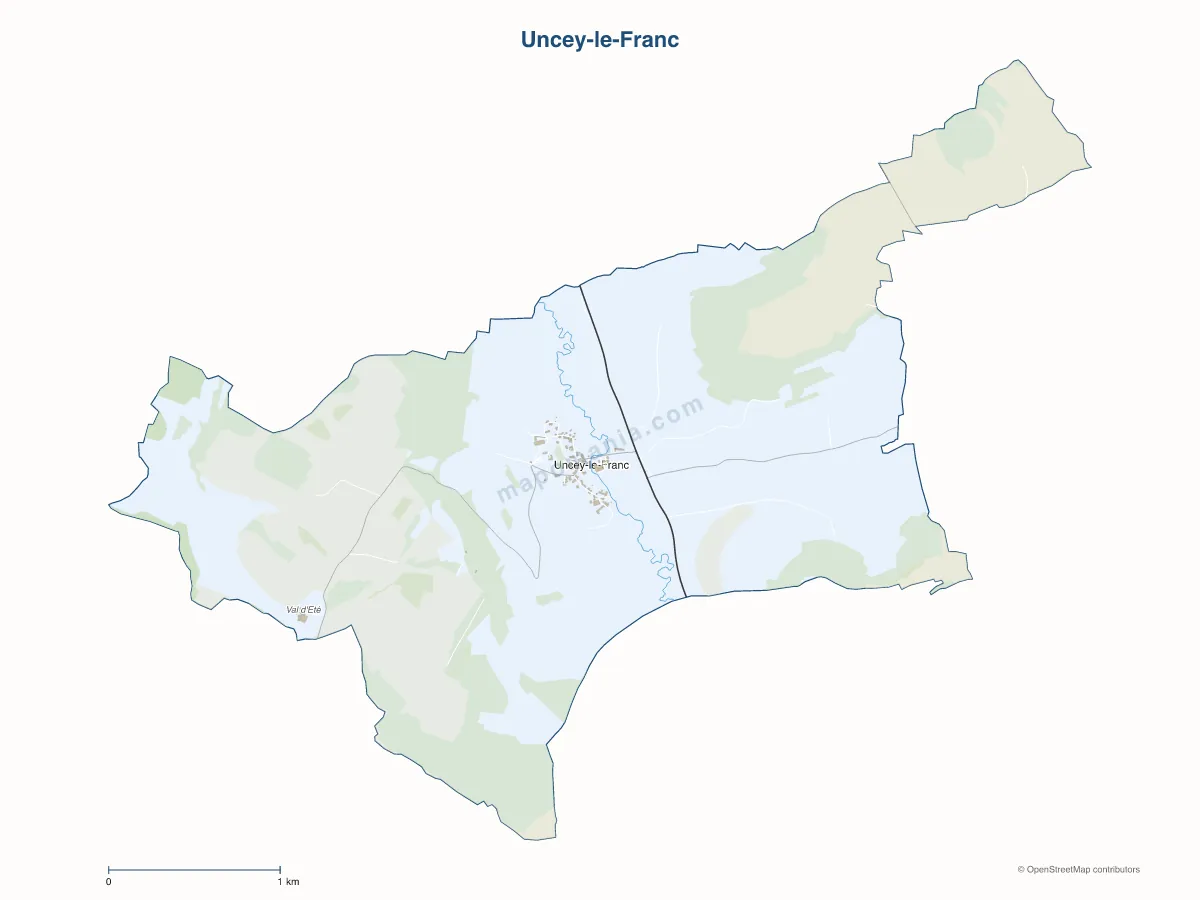Carte de Uncey-le-Franc à personnaliser