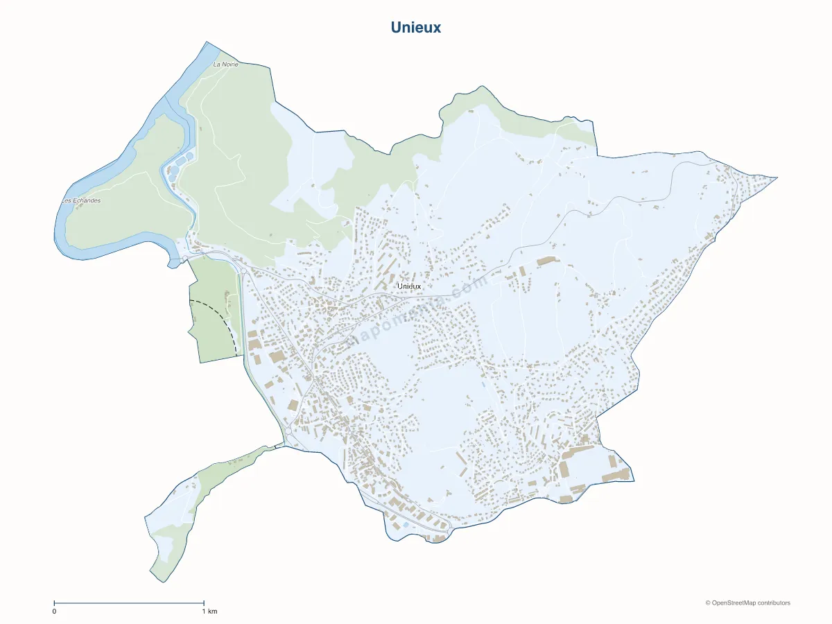 Carte de Unieux à personnaliser