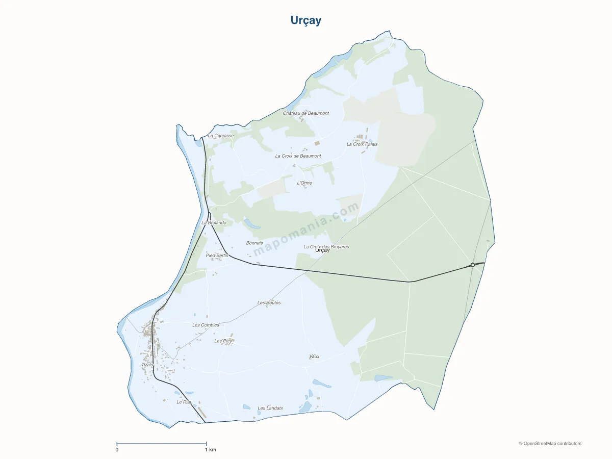 Carte de Urçay à personnaliser