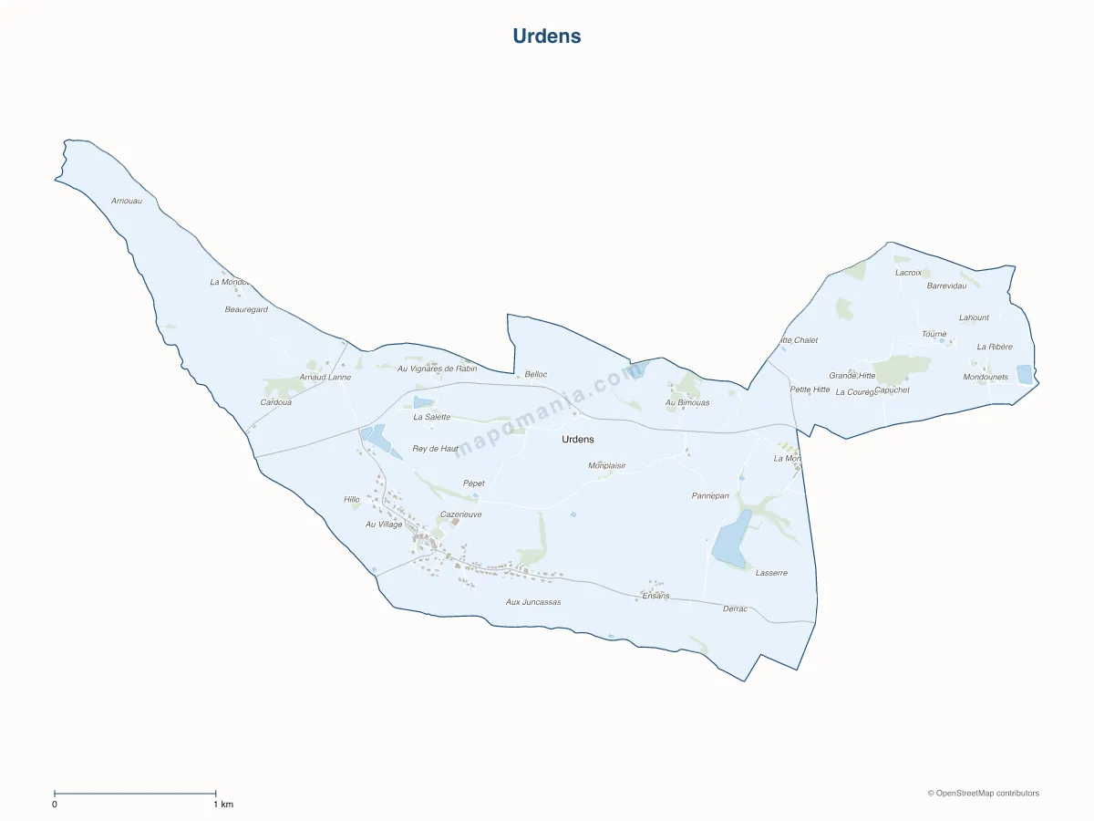 Carte de Urdens à personnaliser