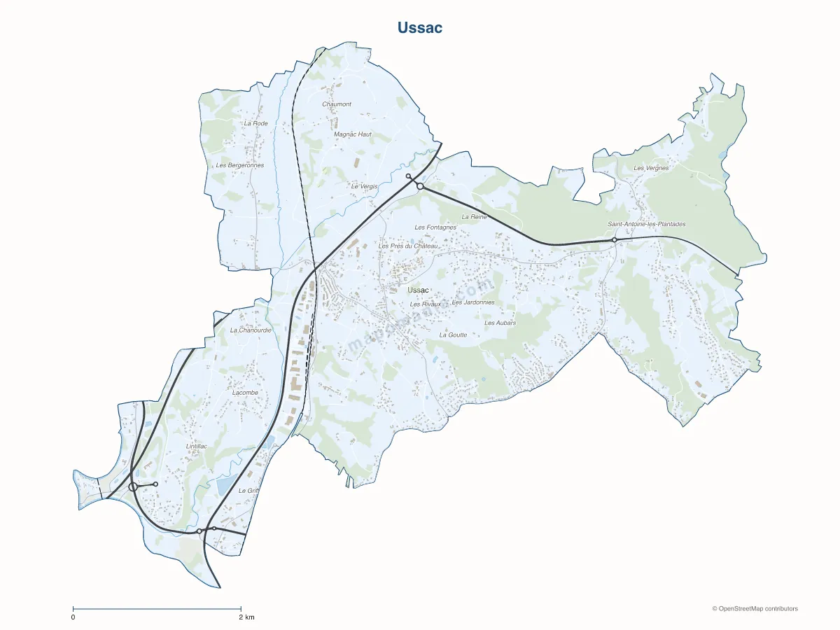 Carte de Ussac à personnaliser