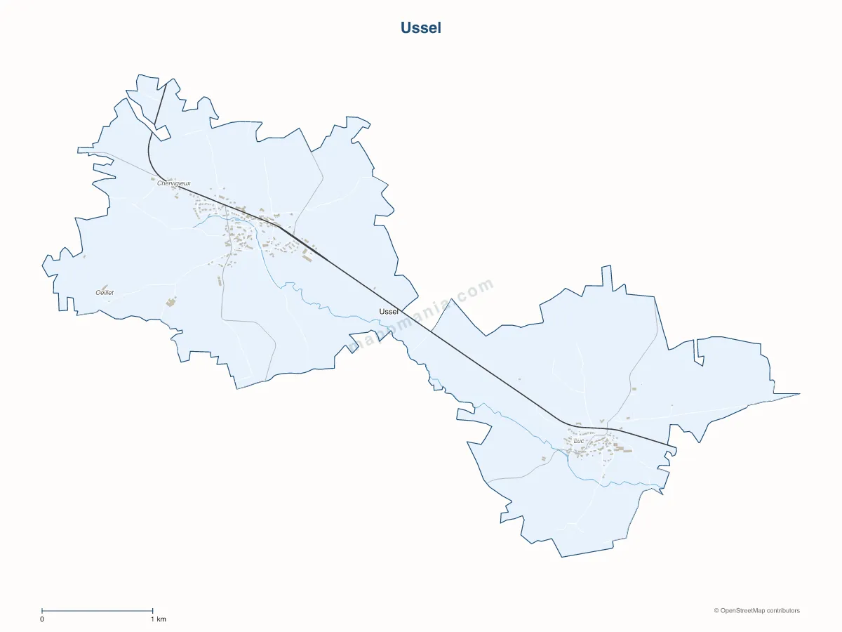 Carte de Ussel à personnaliser