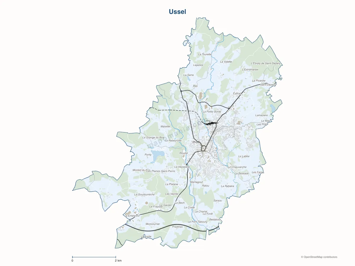 Carte de Ussel à personnaliser