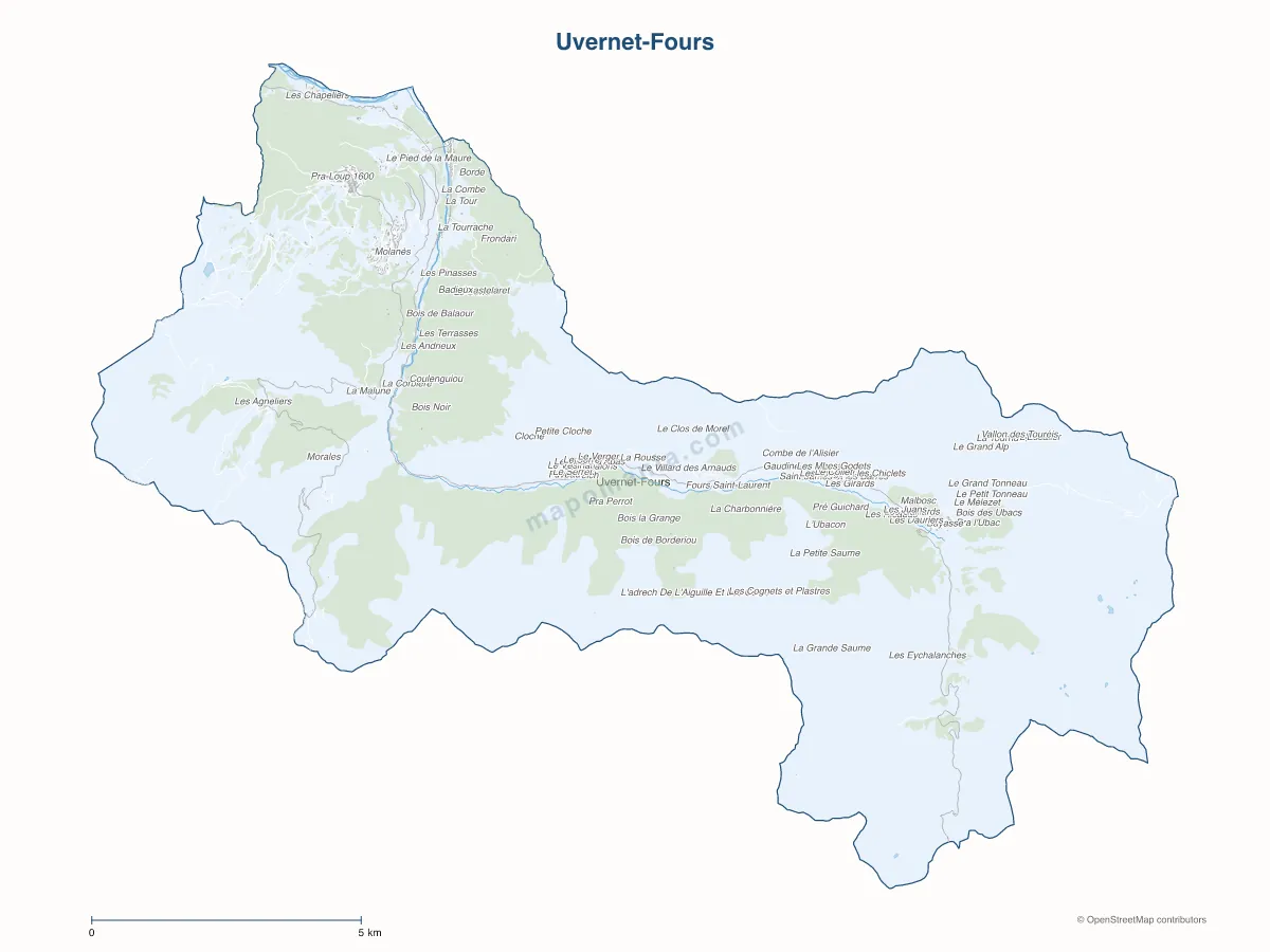 Carte de Uvernet-Fours à personnaliser