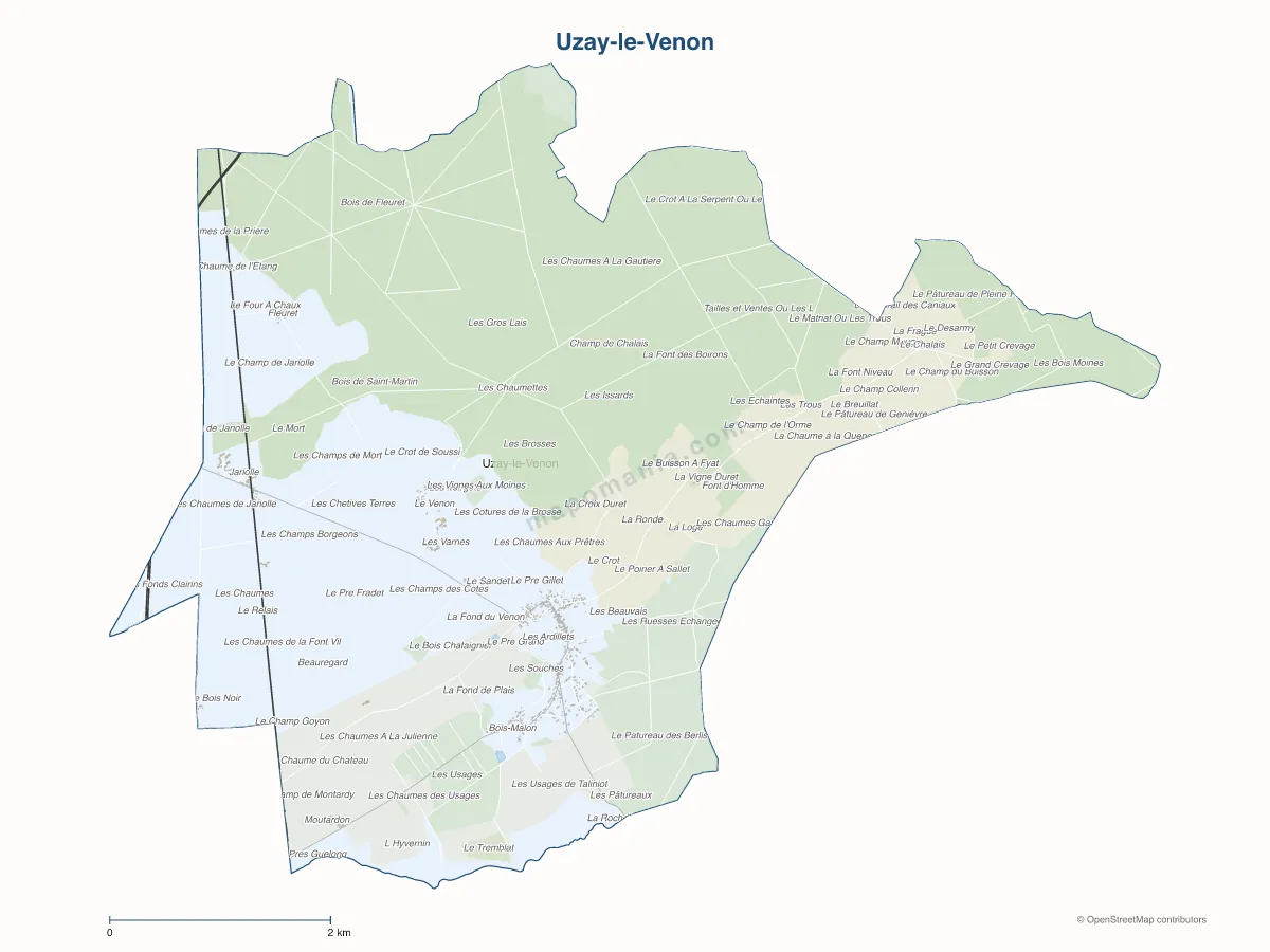 Carte de Uzay-le-Venon à personnaliser