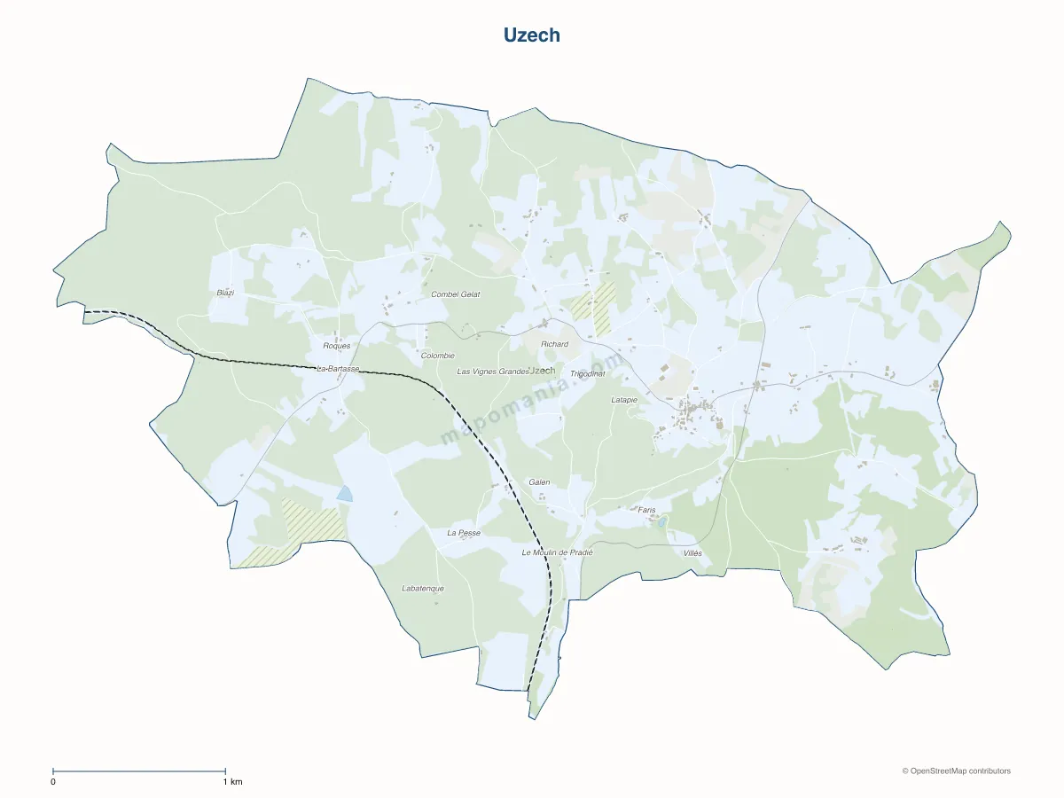 Carte de Uzech à personnaliser