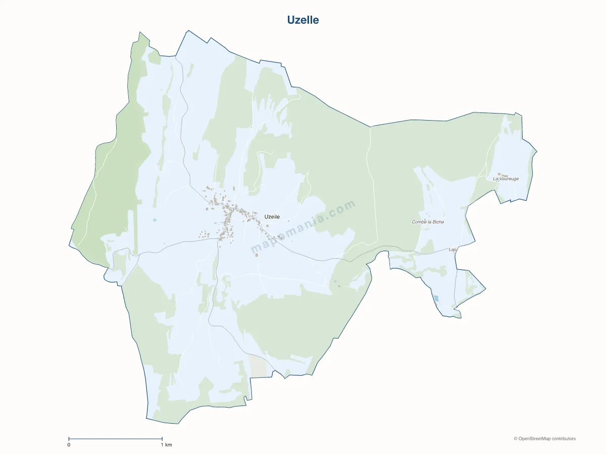 Carte de Uzelle à personnaliser