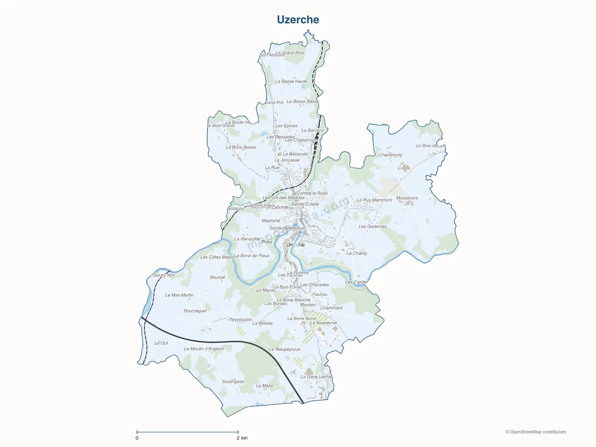 Carte de Uzerche à personnaliser
