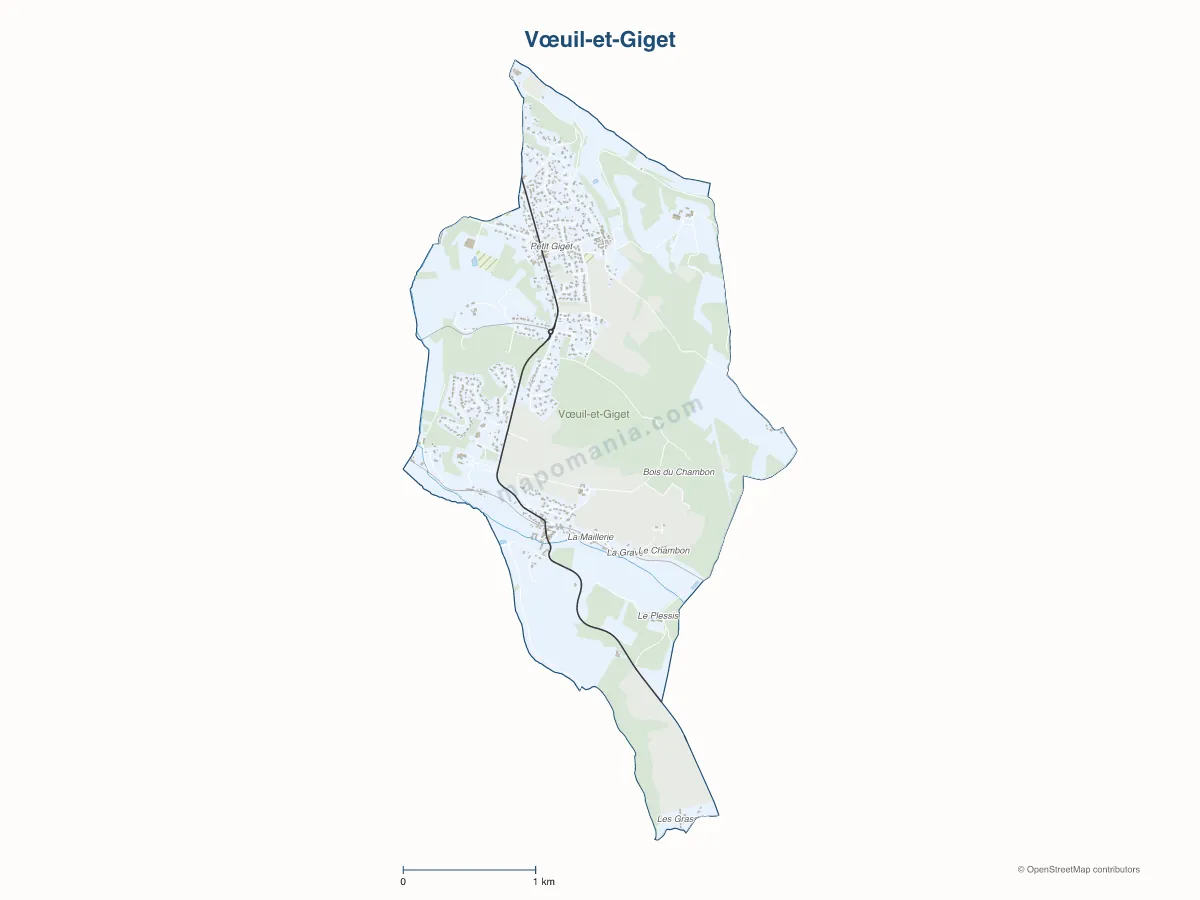 Carte de Vœuil-et-Giget à personnaliser