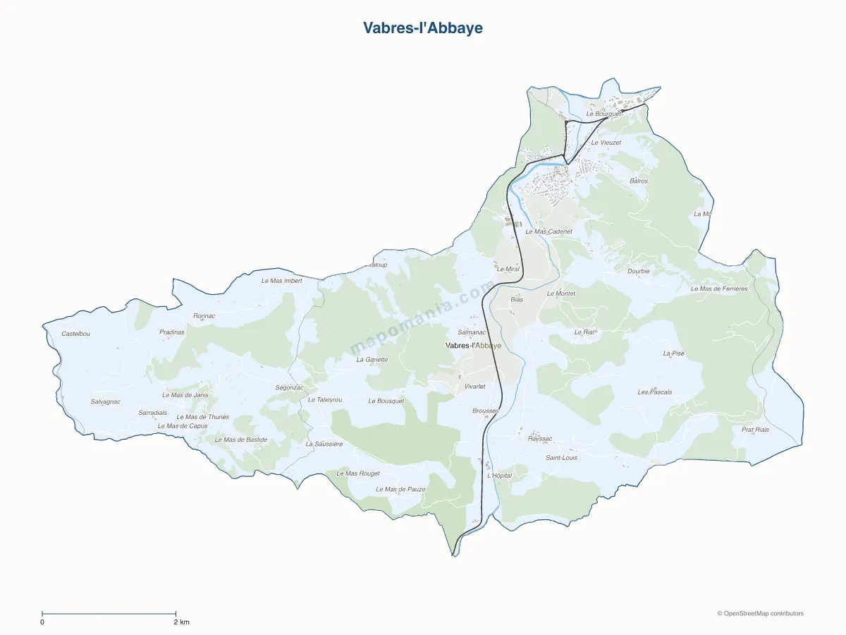 Carte de Vabres-l'Abbaye à personnaliser