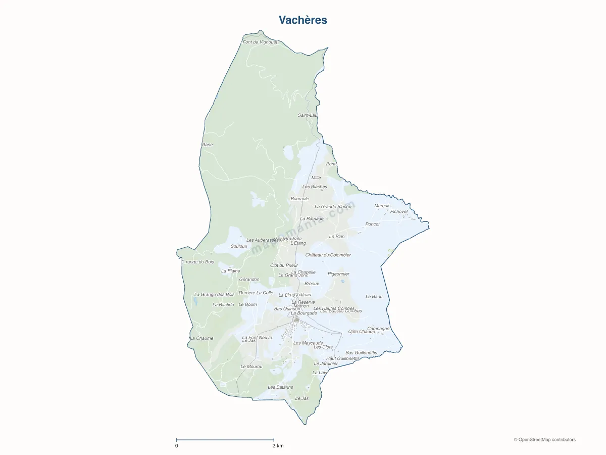 Carte de Vachères à personnaliser